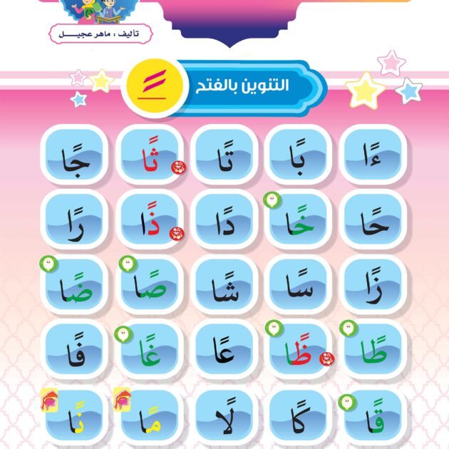 لوحة حروف التنوين بالفتح