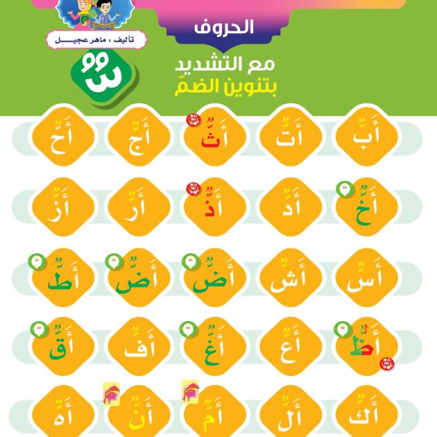 لوحة الحروف مع التشديد بتنوين الضم