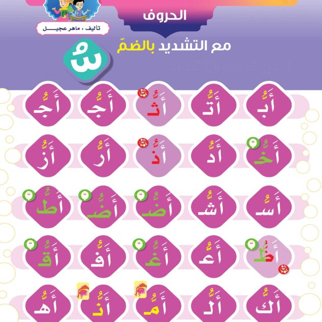 الحروف مع التشديد بالضم